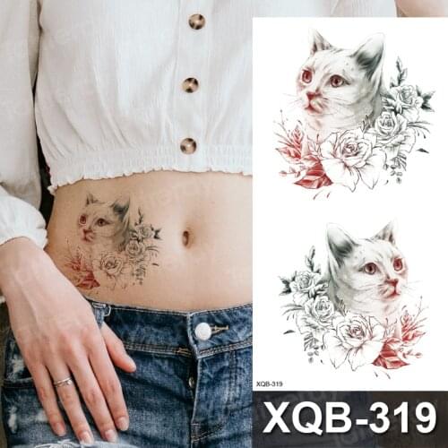 Tattoo animal with cat dogs lion king tiger flower tattoo design on body art belly sleeve arm band waterproof tatoo fake water