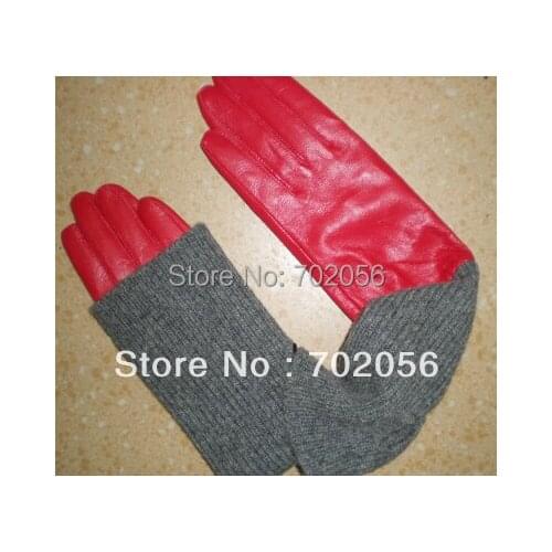 Gorgeous 2015 winter womens Genuine leather wool long Gloves golve GLOVES gift 10pairs/lot #3337