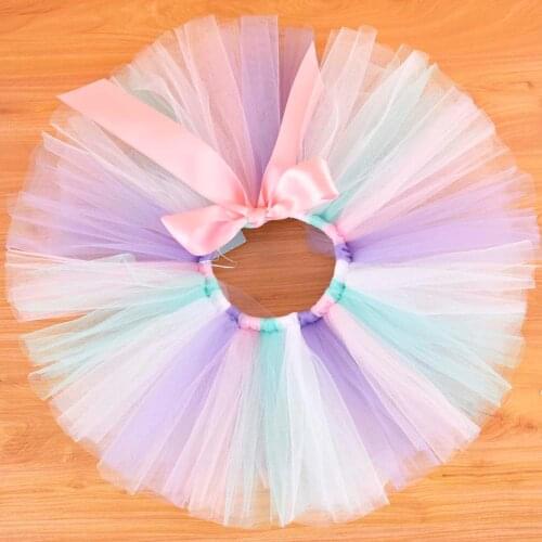 Baby Girls Bright Fluffy Tutu Skirt Baby First Birthday Party Costume Infant Toddler Shower Tulle Skirt 0-6T Cake Smash