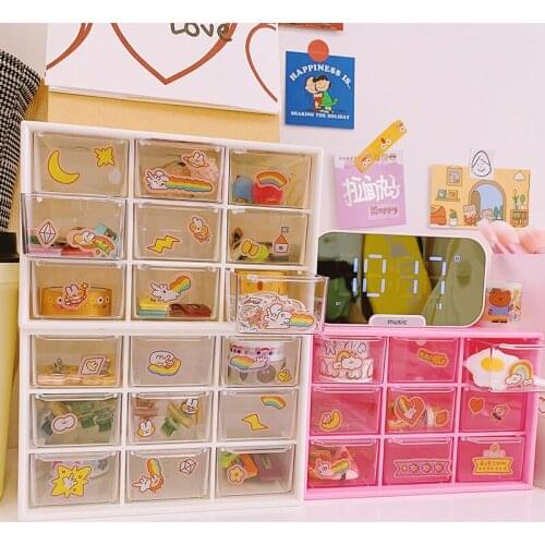 Girl Heart Nine Palaces Dust Drawer Storage Box Desktop Stationery Jewelry Hand Account Cosmetic Storage Box