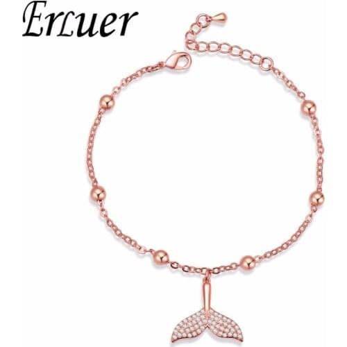ERLUER charm bracelets for women Crystal mermaid tail jewelry Girl bead adjustable Zircon bracelet fasion jewellery accessories