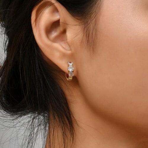 Women Earrings Fashion Earrings Gold Color Inlaid with Three Cubic Zirconia Surprise Birthday Gift for Girlfriend At Party Dance