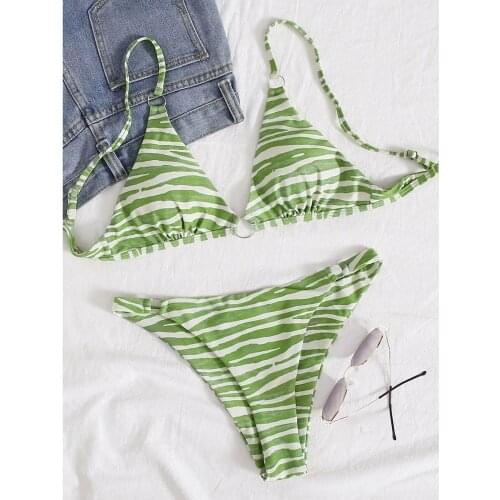 Swimsuit Women Bikini 2021 Mujer zebra Stripe Print Bikini Set Push-Up Swimsuit Beachwear Padded Swimwear Swim Suit Biquini