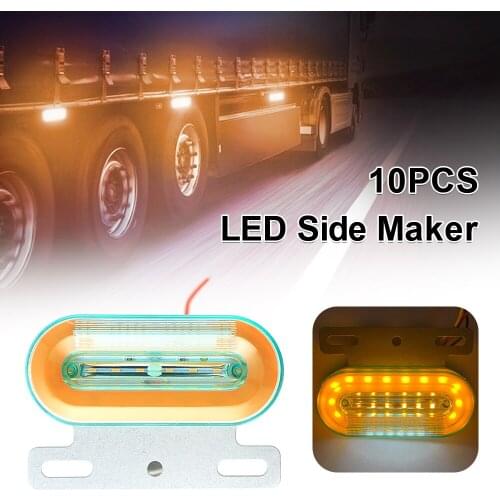 10pcs Car Truck Side Marker Lights 24V 12LED Car External Lights Signal Indicator Lamp Warning Tail Light 3 Modes Trailer Lorry