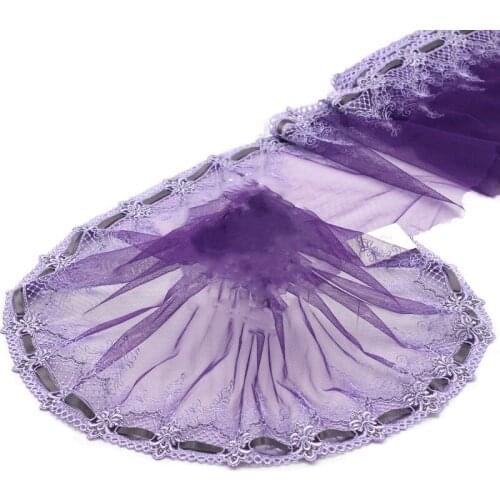 10Yards Purple Lace Trim Wedding Embroidered DIY Handmade Patchwork Bra Underwear Ribbon 20cm Wide Sewing Supplies