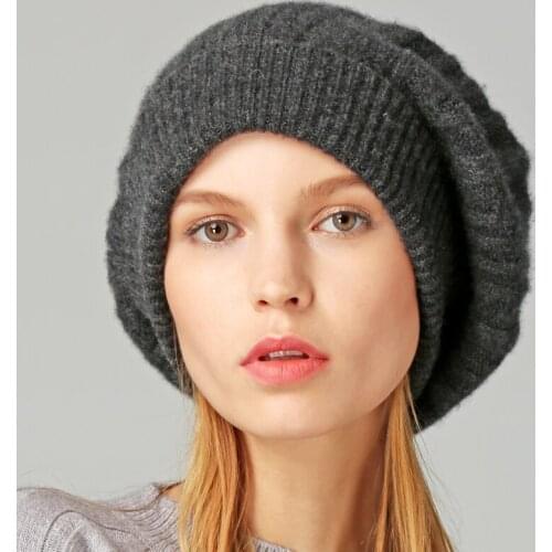 100 % Cashmere Hat Women Fashoin Elegant Luxury Brand Real Natural Cashmere Hat Lady Female Knitted Warm Comfortable Seamless