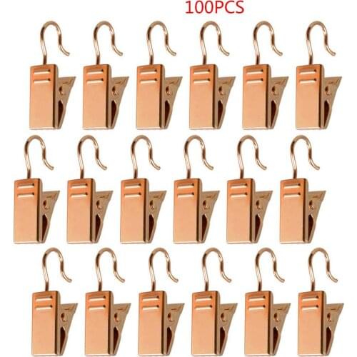 100Pcs/Set Window Shower Curtain Hook Clips Sturdy And Durable Drapery Gold Clips Home Decor