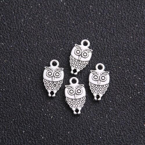 18pcs/lot 9*18mm Antique Color Alloy Animals Mini Double-sided Owl Charms Jewelry Pendant Findings