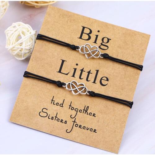 2Pcs/Set Heart Infinity Wish Bracelets Knot Promise Couple Bracelets for Women Men Forever Love Wish Jewelry Gift