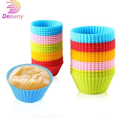DEOUNY 20/15/10/6 Pcs Silicone Cake Cup Mold Round Muffin Cupcake Baking Moulds Kitchen Bakeware Maker DIY Cake Decorating Tools