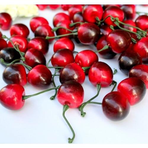30Pcs Fake Cherry Artificial Fruit Model Simulation Cherry Ornament Craft Food Photography props Party Decor Home Decoration