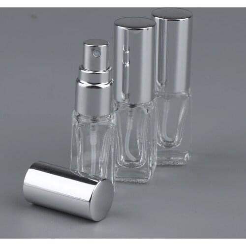 3X 3mL Portable Travel Glass Spray Bottles Pump Fine Mist Atomizer for Perfume Cologne Splash Filling-Black/Silver/Gold Optional