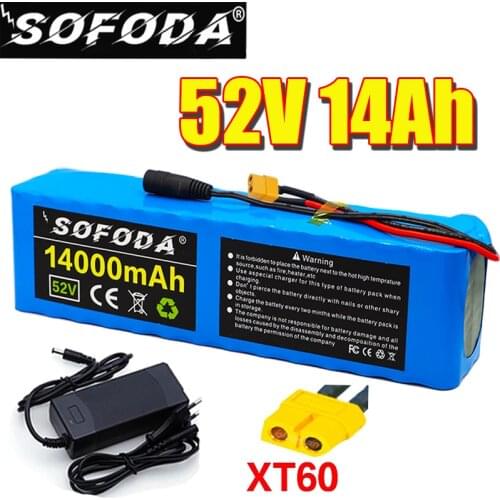 52v lithium ion battery 52v14Ah 1000w 14S3P Lithium ion Battery Pack For 58.88vE-bike Electric bicycle Scooter with BMS and XT60
