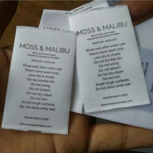 6000PCS Custom Soft satin washing labels clothing White care label for dress/shirt 6.7 * 4 cm