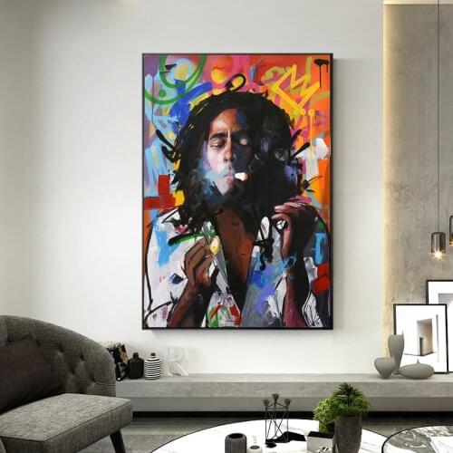 Bob Marley Abstract Portrait Art Canvas Painting Cuadros Posters Print Wall Art for Living Room Home Decor