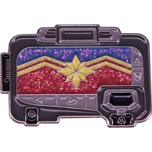 Marvel Movie Brooch Captain Marvel Pager Flash Metal Badge Pin Mens and Womens Clothing Bags Decoration Accessories Gifts