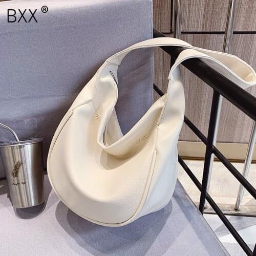 [BXX] High Capacity PU Leather Crossbody Dumplings Bags For Women 2021 Summer Fashion Shoulder Handbags Female Travel Bag HN101