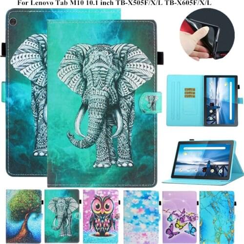 Tablet Case for Lenovo Tab M10 M 10 TB-X505F TB-X505L TB-X505X TB-X605L Cute Elephant Butterfly Painted for Lenovo Tab M10 Case