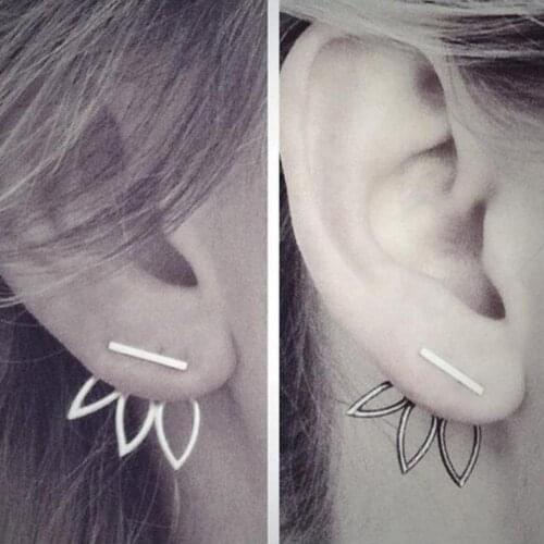 Women Beautiful hollow lotus shape Ear Studs Hollow Lotus Creative Women Elegant Alloy Earrings for Dating