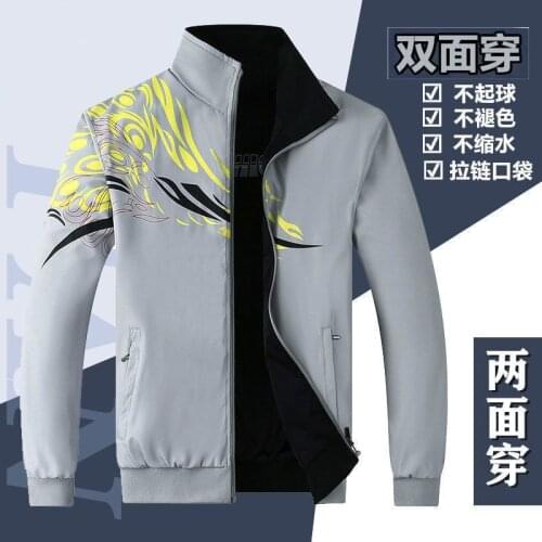 Double faced mens coat spring and autumn new casual jacket mens middle age large mens wear