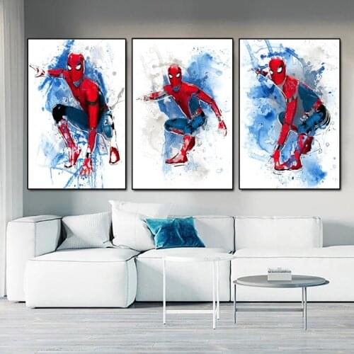 Superhero Anime Watercolor Spiderman Canvas Painting Poster and Print Wall Art Picture for Living Room Home Decoration
