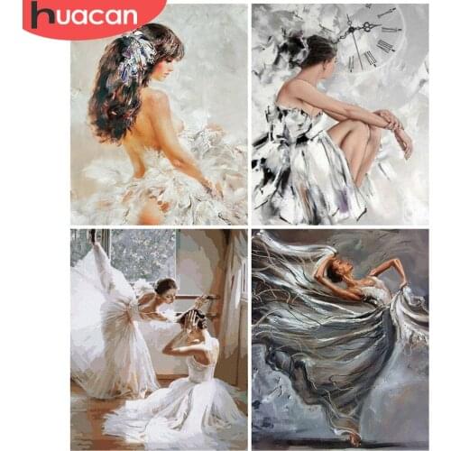 HUACAN Oil Painting By Numbers Ballet Girl Wall Art Acrylic Unique Gift On Canvas Picture By Numbers Figure Decoration