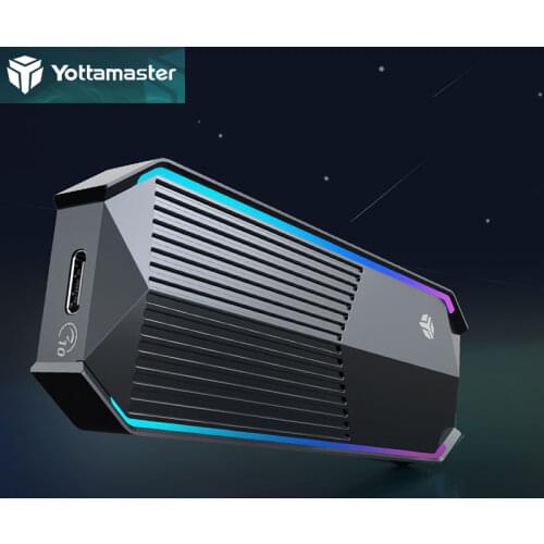 Yottamaster RGB Aluminum USB3.1 Type-C External M.2 NVMe Enclosure-Up to 990MB/s for M-Key&M+B Key 2230/2242/2260/2280 SSD-[WA1]