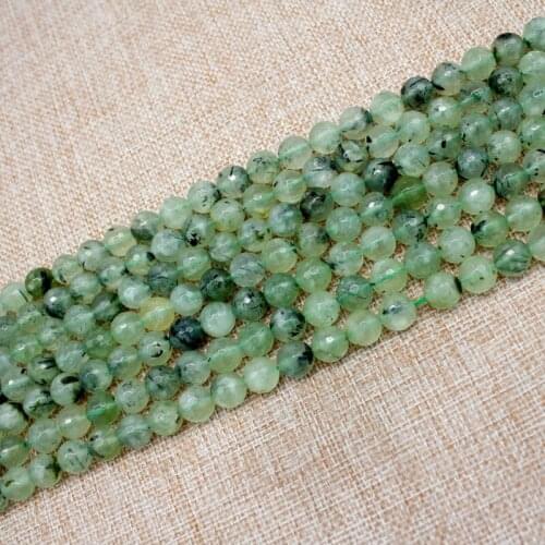 Round faceted prehnit e beads: 8mm 10mm 12mm 14mm natural stone beads DIY loose beads for jewelry making strand 15" DIY