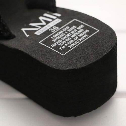 Fashionable Ladies Sequined Sandals Summer Leisure Water Entertainment Beach Slippers Ladies Wedge Heel Increased Shoes