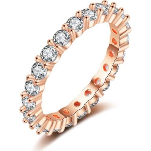 MOONROCY CZ Rings Rose Gold / Silver Color Wedding Ring Cubic Zirconia for Women Girls Gift Dropshipping Jewelry Wholesale