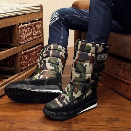 Men women Boots Platform Snow Boots for Men Thick Plush Waterproof Slip-resistant outdoor Keep warm Winter Mens Shoes Plus size