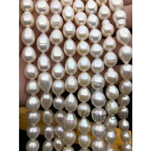 Natural freshwater 10-11mm White Tiny Ring Teardrop freshwater pearl loose beads