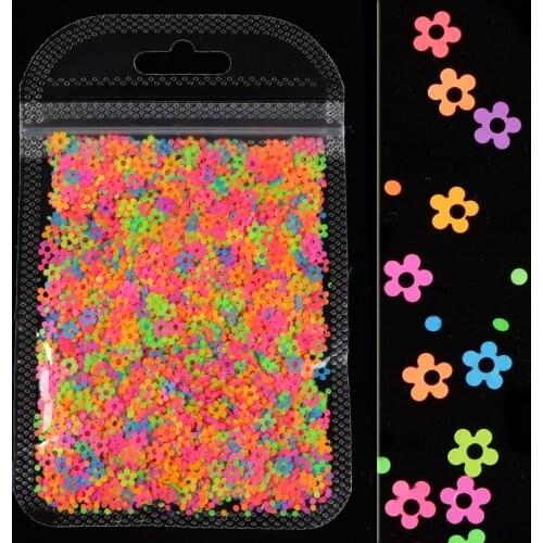4MM Neon Flower Nail Art Sequins Decoration Fluorescence Glitter Flakes Sparkly Mixed Colors Slices Polish Manicure Accessories
