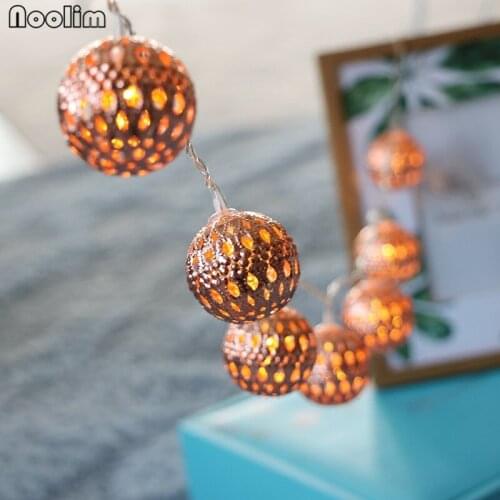 NOOLIM 3M 20 Pcs Rose Gold Morocco Ball Led String Light by 3pcs AA Battery Fairy Party Light/ Wedding/Christmas Decoration