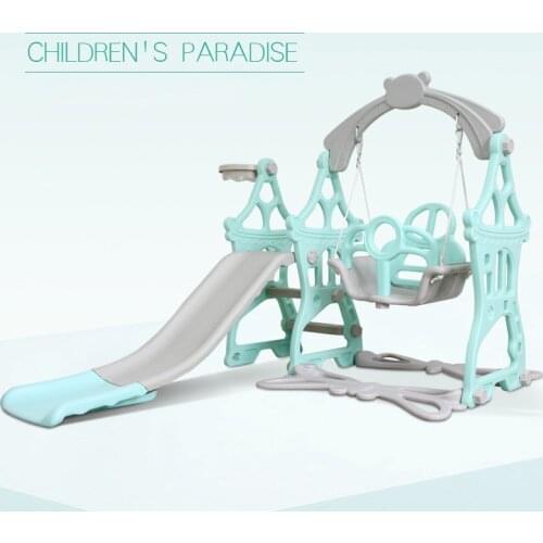 New Arrivals Plastic Kids Slides and Swing Child Home Playground Plastic Slides Indoor Eco-friendly Slider with Swing Basket