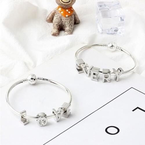 New Original Bead Alloy A-Z Letter Alphabet Charms Fit Pandora Necklace Bracelets Bangle DIY Women Girls Jewlelry