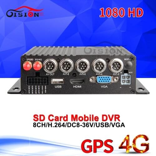 Online SD Card 8CH 4G GPS Bus Video Recorder Car Mobile Dvr 256G SD Remote Real Time View GPS Tracker CMSV6 Platform Free