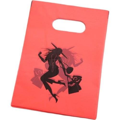 New Design Wholesale 100pcs/lot 13*18cm Luxury Fashion Girl Packaging Bags Plastic Sachet Cadeau for Christmas