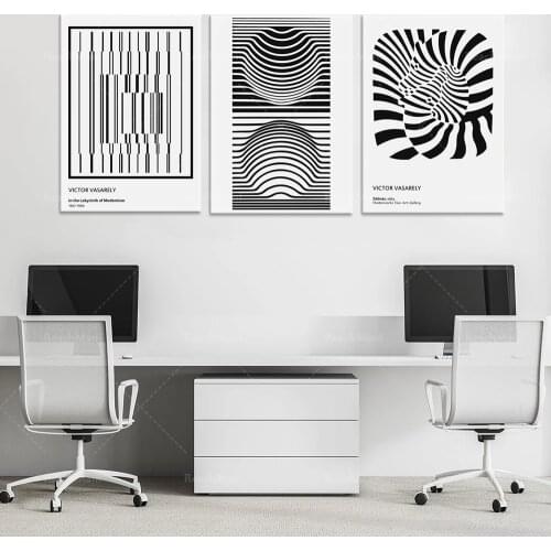 Victor VasarelyVictor Vasarely Print, Optical Illusion Art, Black and White Poster, Gallery Wall Art Set