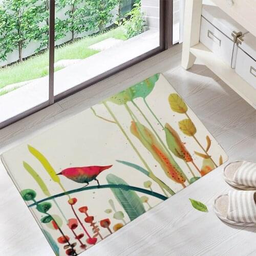Birds and Flowers Floor Doormats Living Rooms Anti-slip Carpet for Home Balcony Bedroom Kitchen Bathroom Rug Entrance Door Mat