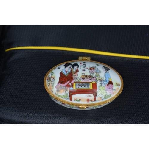 Rare old Qing Dynasty gilt porcelain Jewelry box, # 03, carving, free shipping