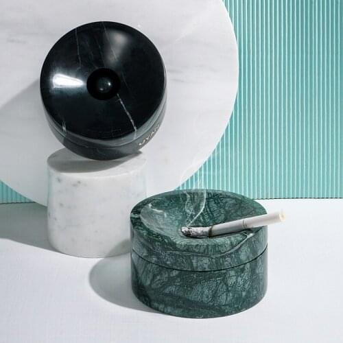 Natural Marble Cover Anti Fly Ash Stone Soot Storage Tank Nordic Style Creative Personality Fashion For Living Room Office