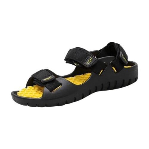 Summer mens large size casual sandals mens leather beach sandals students open toe outdoor breathable non-slip sandals