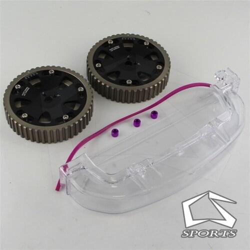 Cam Gear Pulley + Cam Cover Fit For Mitsubishi EVO 1-3 Eclipse DSM 4G63 92-95 Black