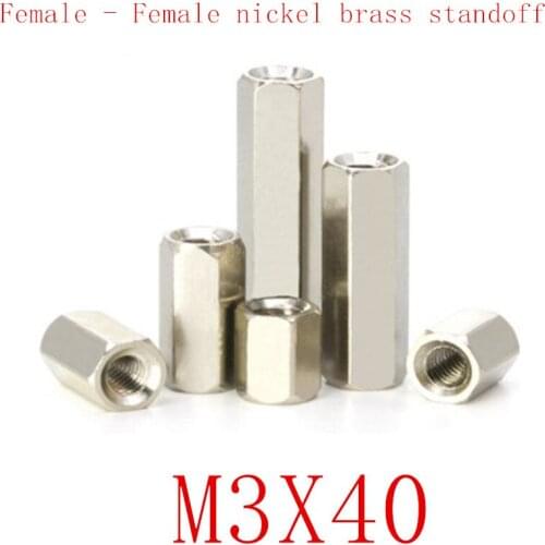 100PCS m3x40 M3*40 Female to Female nickel Brass Standoff Spacer M3 Hexagonal Stud Spacer Pillars