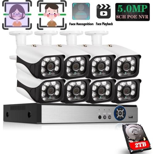 4CH 8CH 5MP Wireless POE NVR KIts Security Camera System Outdoor CCTV Video Surveillance Video Recorder Kit IR-CUT Face Record