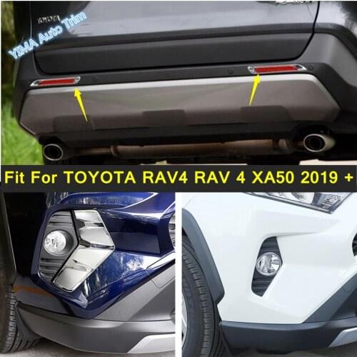 Lapetus Car Styling Rear Fog Lights Foglight Lamp Frame Cover Trim ABS Chrome Style For TOYOTA RAV4 RAV 4 XA50 2019 2020 2021