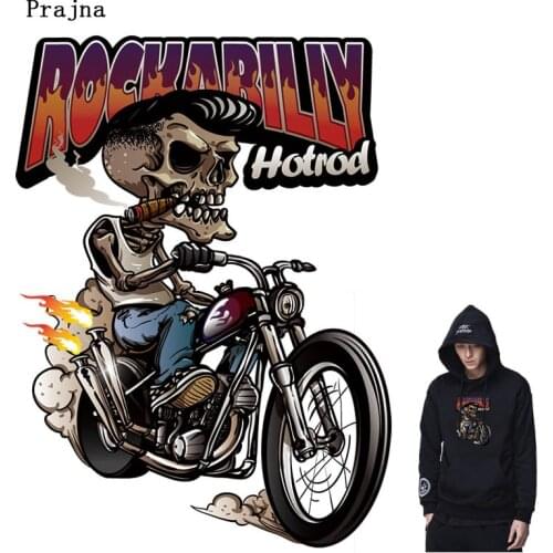 Gothic Punk Rock Skull Rose Skeleton Patch For Man Heat Transfers For Clothes Biker Motorcycle Thermal Heat Transfers Jackets