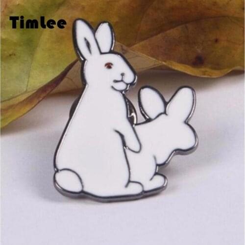 Timlee X043 Free shipping Cute 2 White Rabbits Evil Brooch Pins,Fashion Jewelry Wholesale