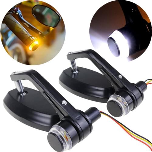 7/8" 22mm Universal Motorcycle Handlebar Bar End Mirrors Rear View Side Mirror w/Turn Signals For Honda SUZUKI Kawasaki Harley